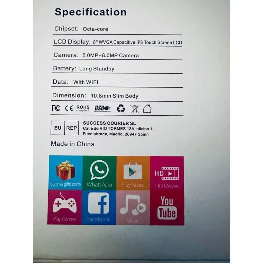 Unisex Cidea 8 inch Tablet PC Black New with Tags / Box